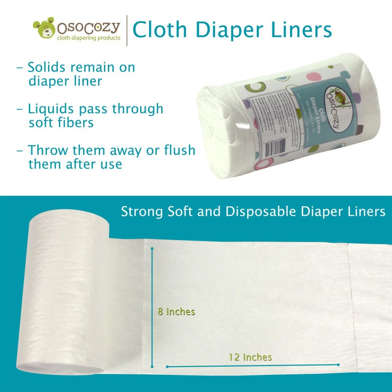 OsoCozy Flushable Diaper Liners 3 Pack - Makes Cloth Diapering Laundering Easier - Super Soft and Gentle on Babys Skin -100 Sheets per roll -3 Rolls. - Image 3